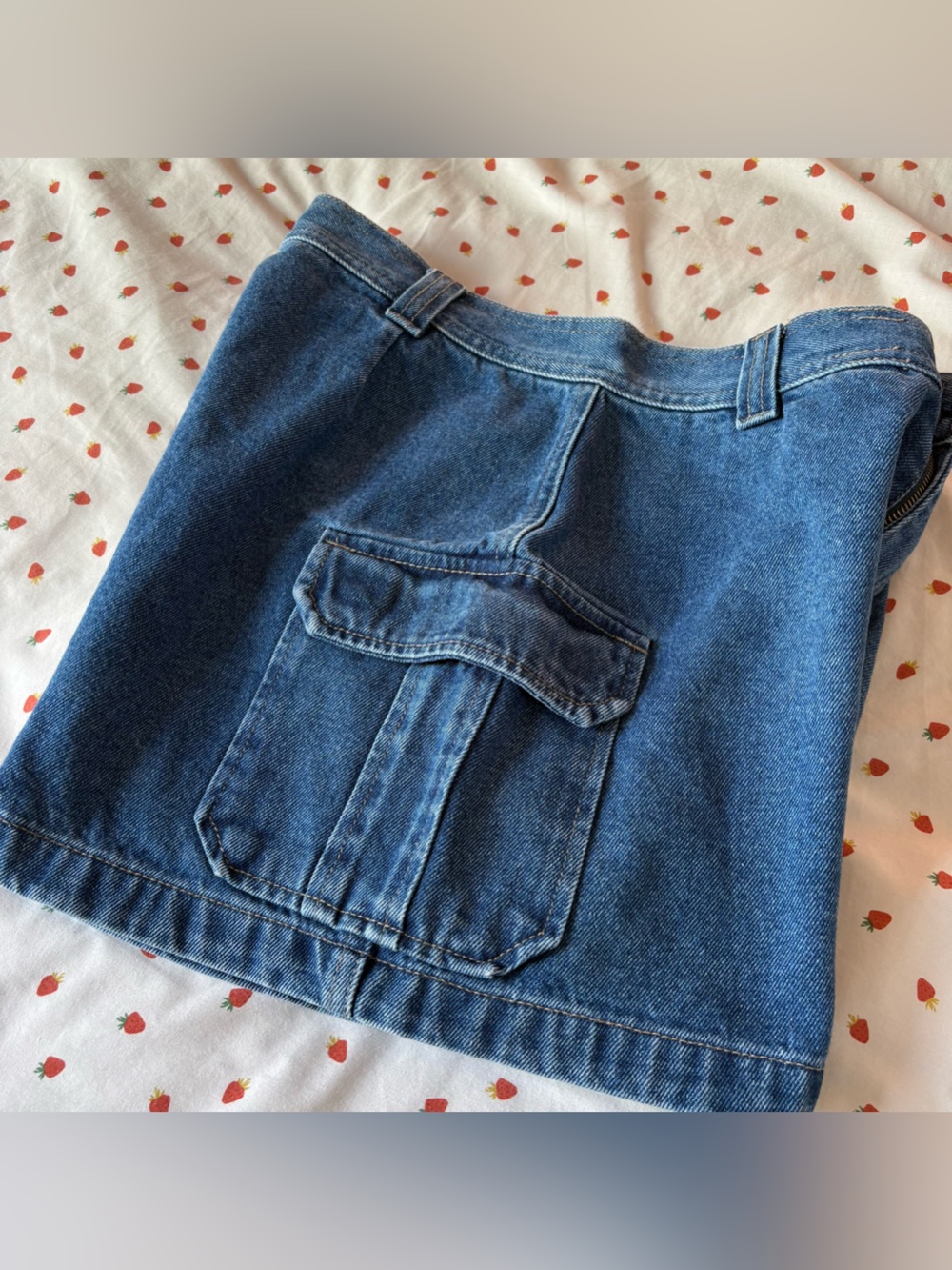 90s Too Hot High-Rise Heavy Blue Denim Micro Cargo Shorts Size 26 - Picture 5 of 12